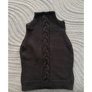 Y2K Mossimo Sleeveless Sweater Vest Large Cable Knit Rolled Mock Neck Black